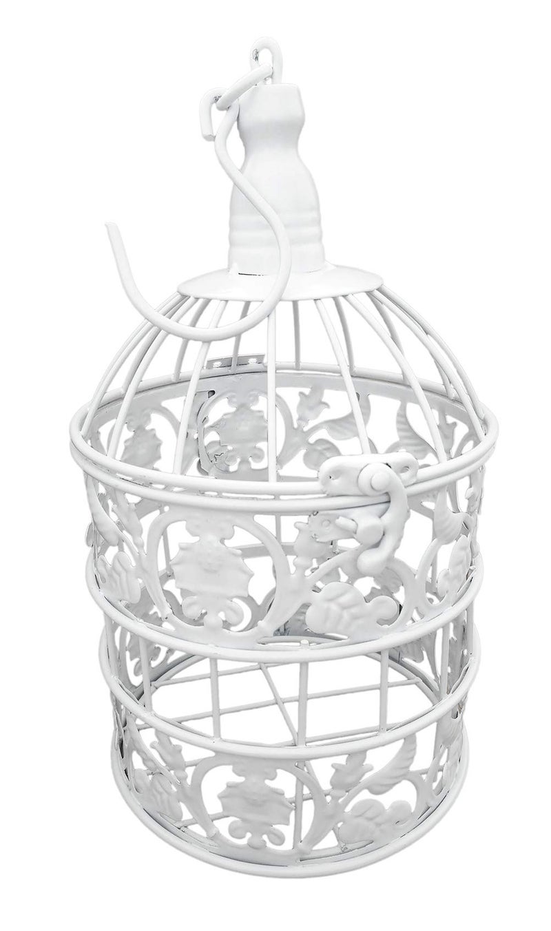 PET SHOW Round Birdcages Metal Wall Hanging Bird Cage for Small Birds Wedding Party Indoor Ourdoor Decoration 13.8INCH White Pack of 1 - Image 1